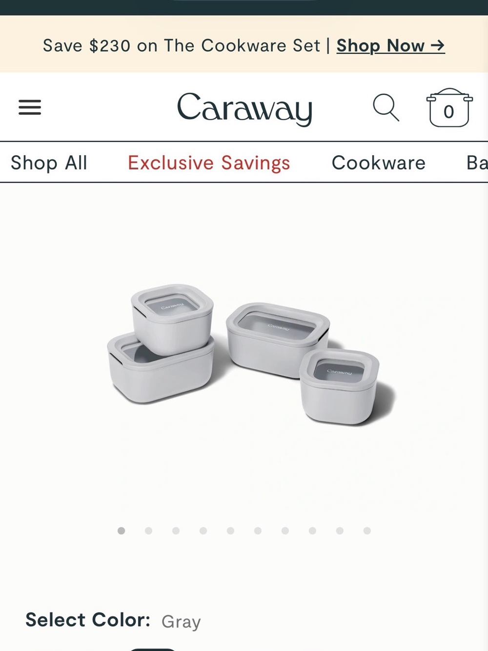 Caraway Mini Food Storage- Gray - NWT